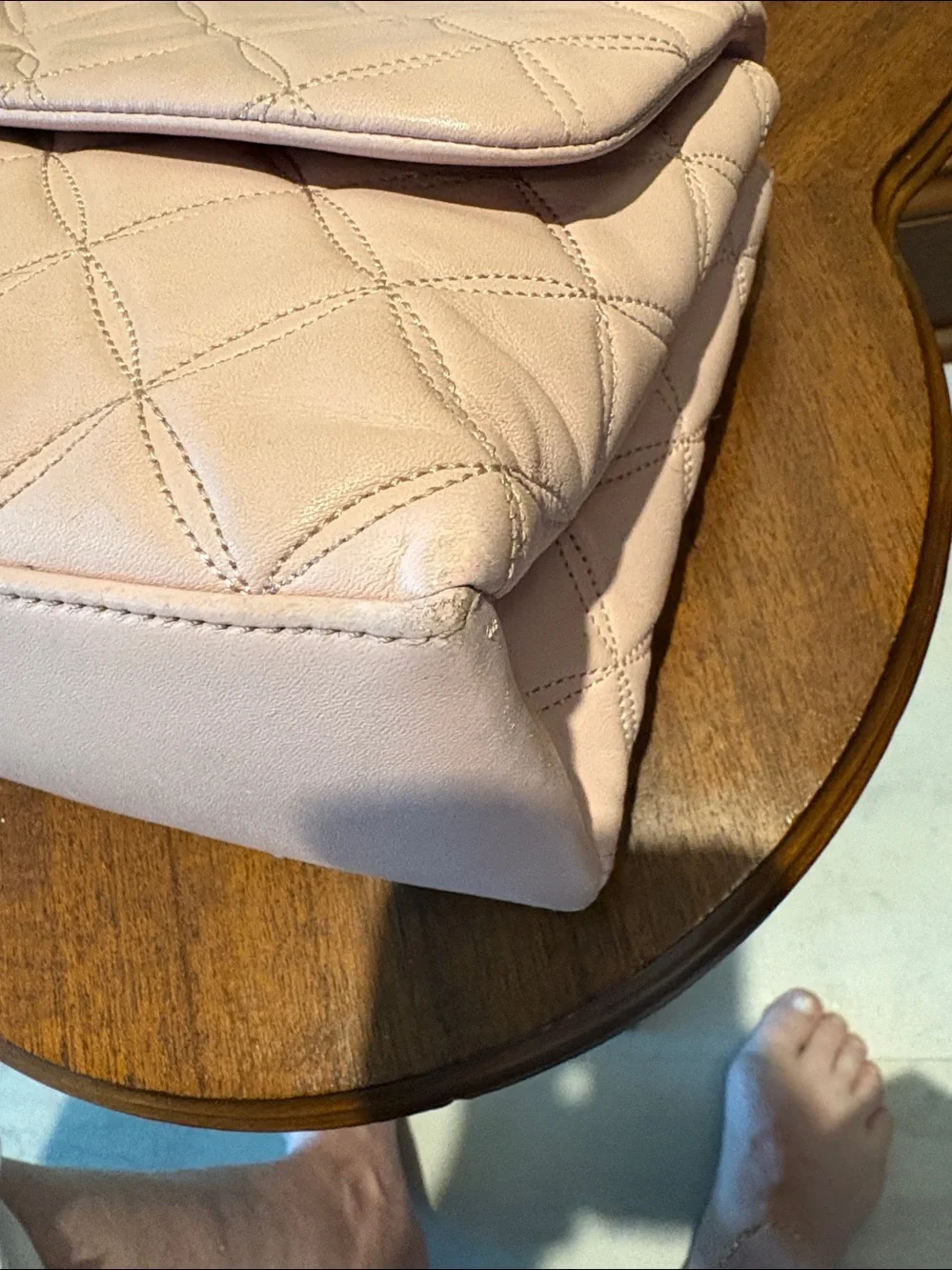 Kate spade  shoulder/Crossbody bag  quilted turn lock flap DUSTY pink blush  EUC